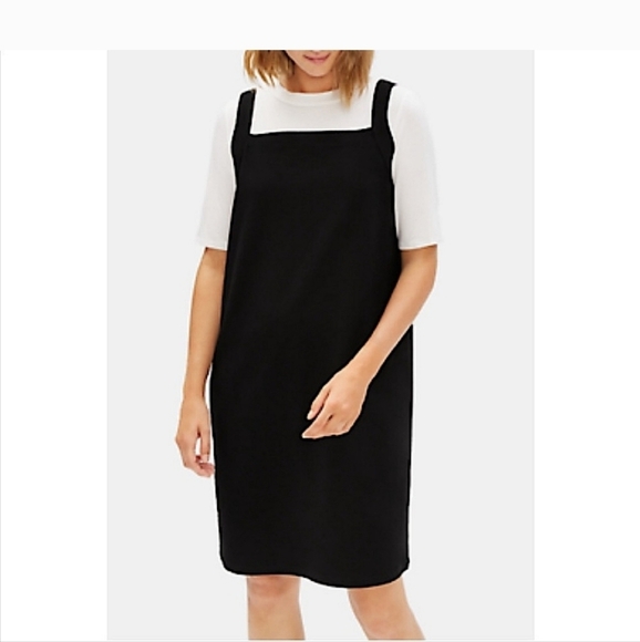 Eileen Fisher Stretch Crepe Dress Black Sz L - Picture 10 of 11